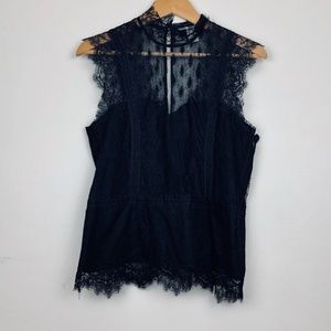 H&M Black Lace High Neck Top
